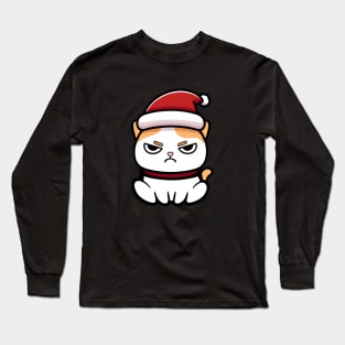 Funny Annoyed Christmas Cat Long Sleeve T-Shirt